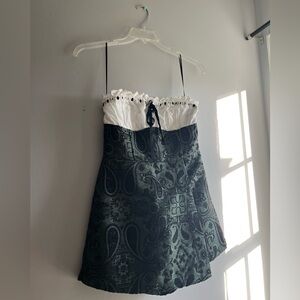 Urban Outfitters Green and Black strapless romper/dress